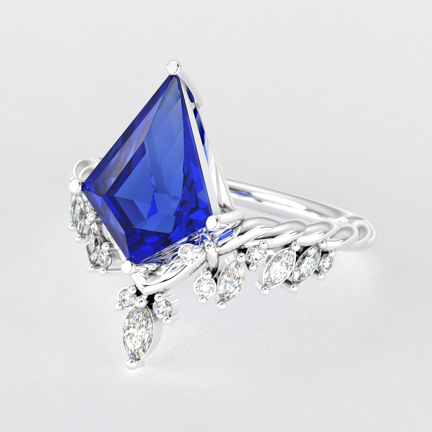 Blue Sapphire Kite Shape Ring | A Stunning Choice for Engagement or Romance