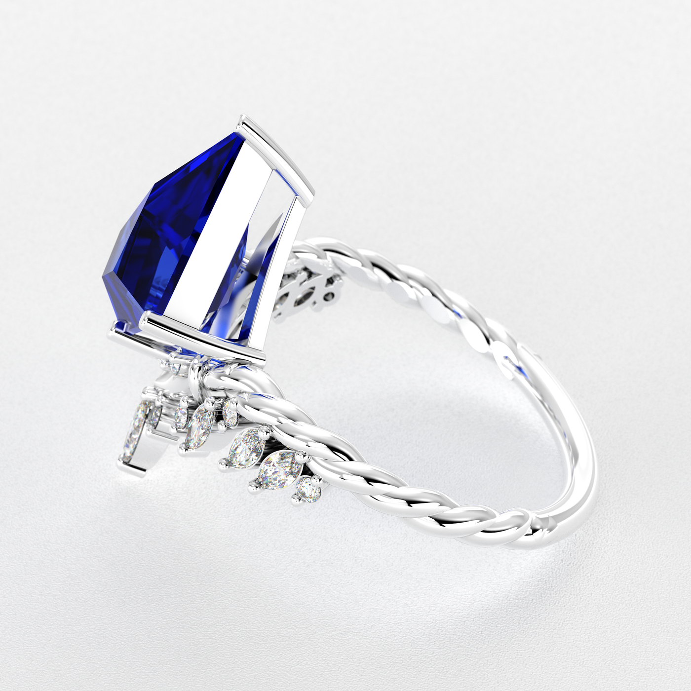 Blue Sapphire Kite Shape Ring | A Stunning Choice for Engagement or Romance