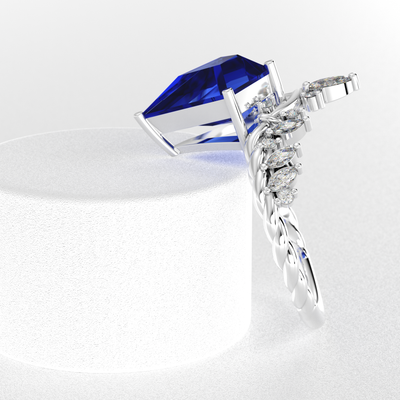 Blue Sapphire Kite Shape Ring | A Stunning Choice for Engagement or Romance