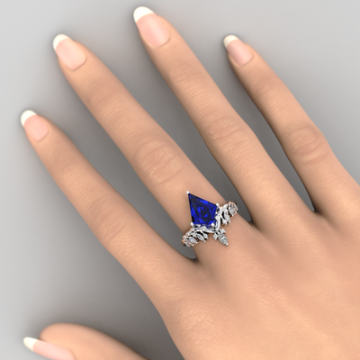 Blue Sapphire Kite Shape Ring | A Stunning Choice for Engagement or Romance