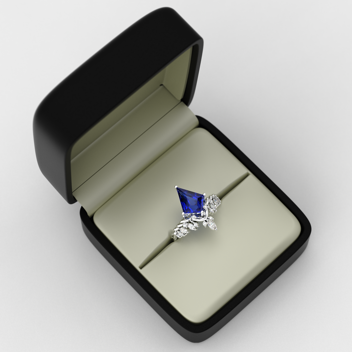 Blue Sapphire Kite Shape Ring | A Stunning Choice for Engagement or Romance