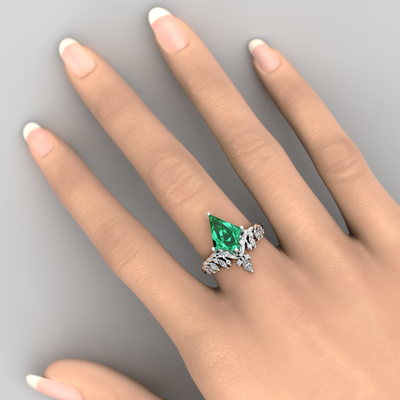 Kite Shape Green Emerald Ring | A Stunning Choice for Engagement or Romance