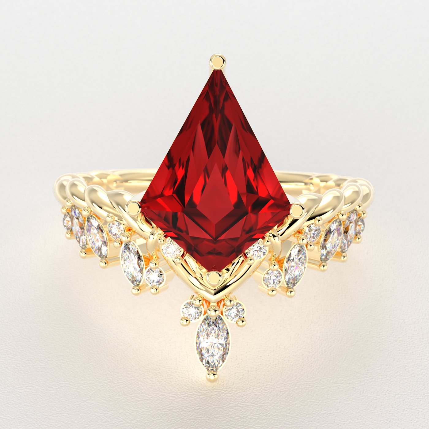 Red Ruby Kite Shape Ring | A Stunning Choice for Engagement or Romance