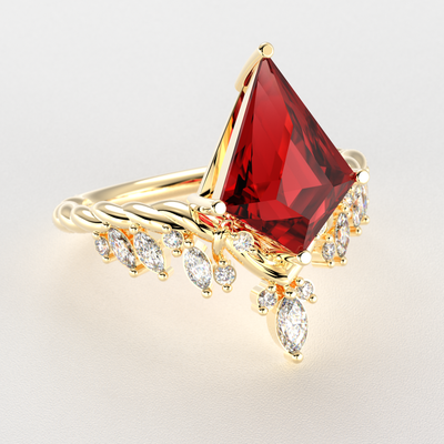 Red Ruby Kite Shape Ring | A Stunning Choice for Engagement or Romance