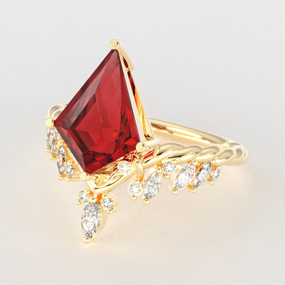 Red Ruby Kite Shape Ring | A Stunning Choice for Engagement or Romance