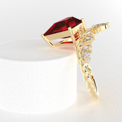 Red Ruby Kite Shape Ring | A Stunning Choice for Engagement or Romance