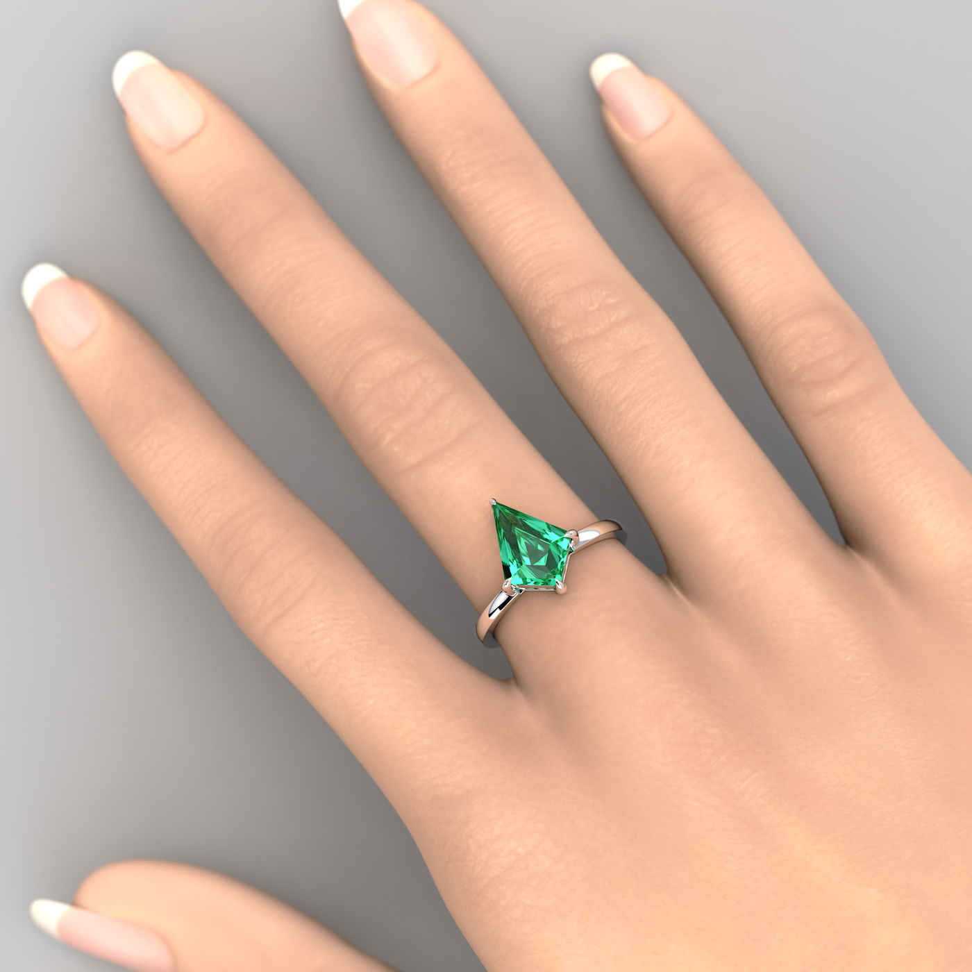 Bold Beauty: Green Emerald Kite Ring for Timeless Romance