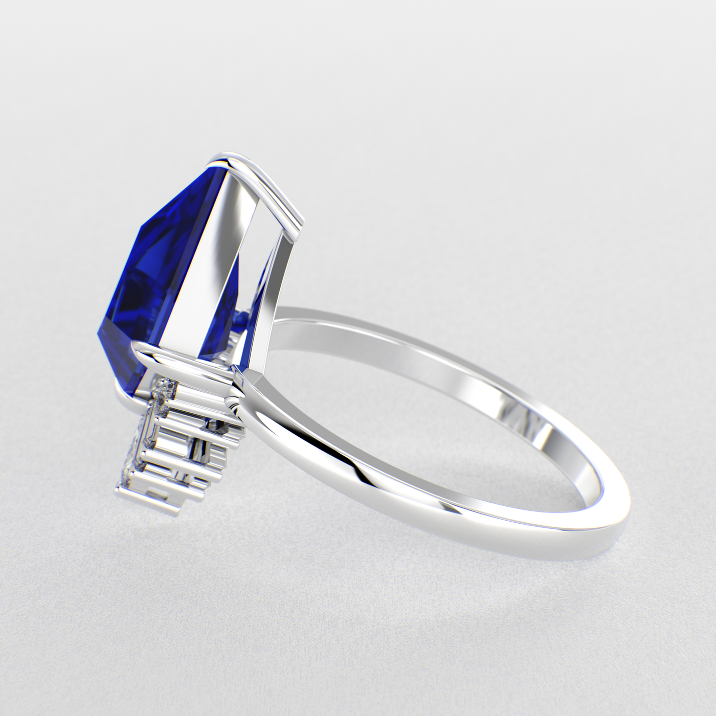 Blue Sapphire Kite Shape Symphony: A Perfect Mix of Princess, Baguette, and Marquise Shapes