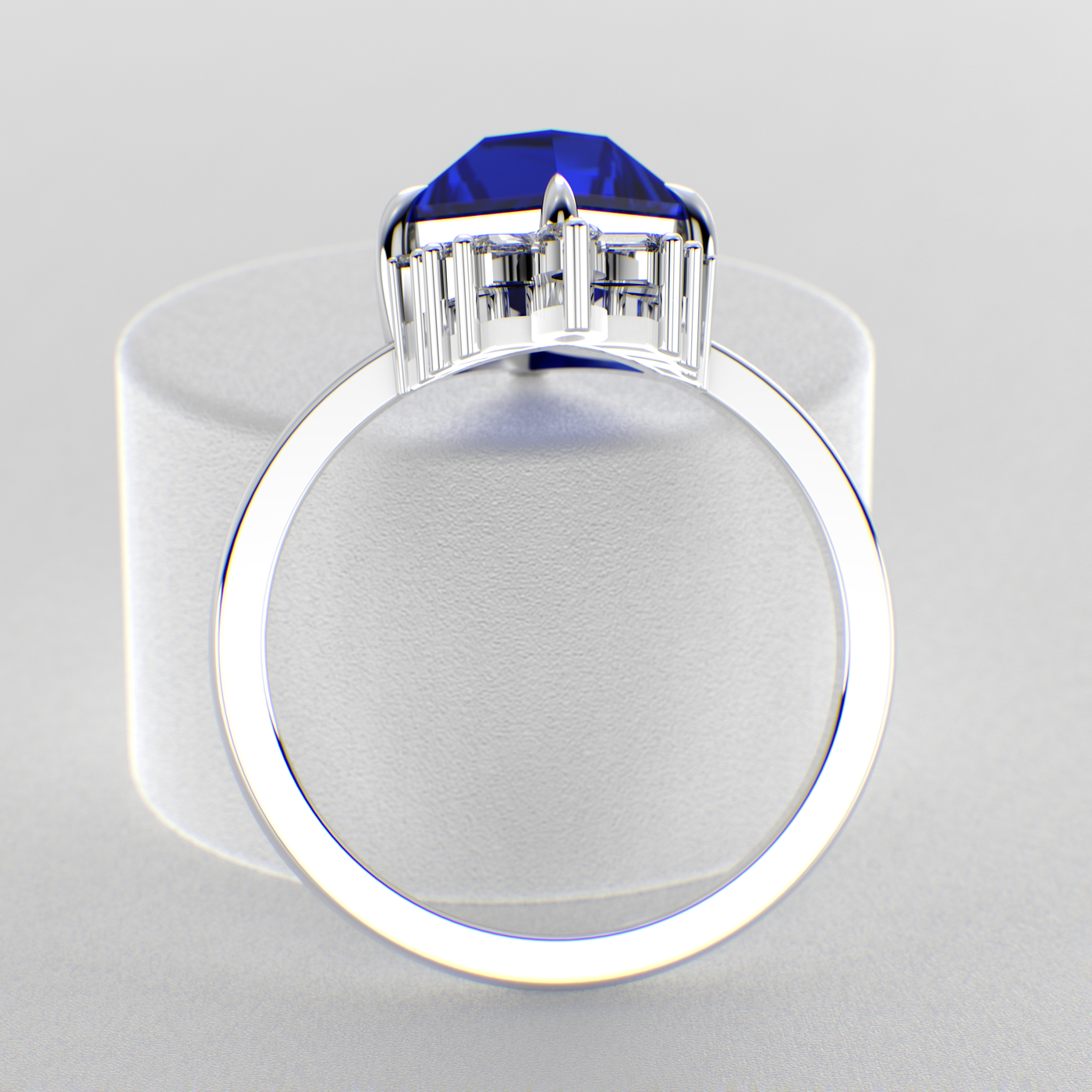 Blue Sapphire Kite Shape Symphony: A Perfect Mix of Princess, Baguette, and Marquise Shapes