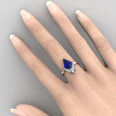 Blue Sapphire Kite Shape Symphony: A Perfect Mix of Princess, Baguette, and Marquise Shapes