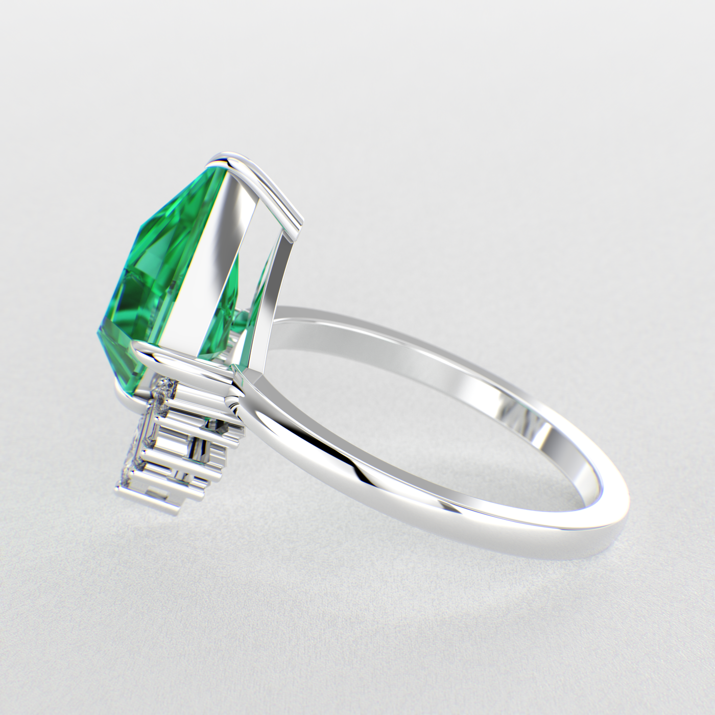 Green Emerald Kite Shape Symphony: A Perfect Mix of Princess, Baguette, and Marquise Shapes