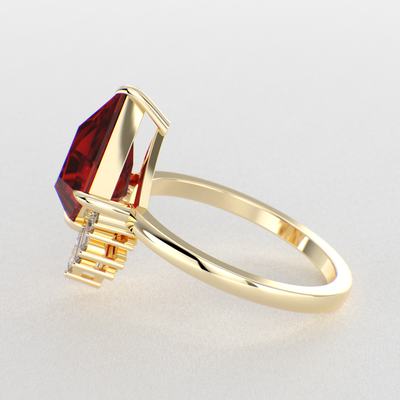 Red Ruby Kite Shape Symphony: A Perfect Mix of Princess, Baguette, and Marquise Shapes