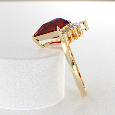 Red Ruby Kite Shape Symphony: A Perfect Mix of Princess, Baguette, and Marquise Shapes