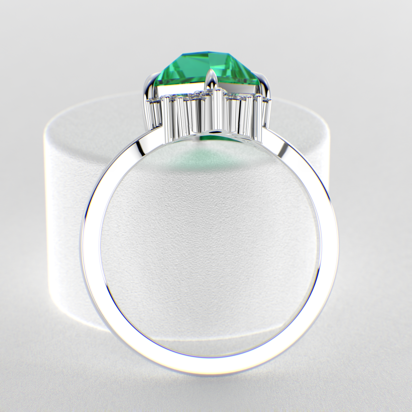 Eternal Love: Green Emerald Kite Shape Ring with a Unique Mix of Round