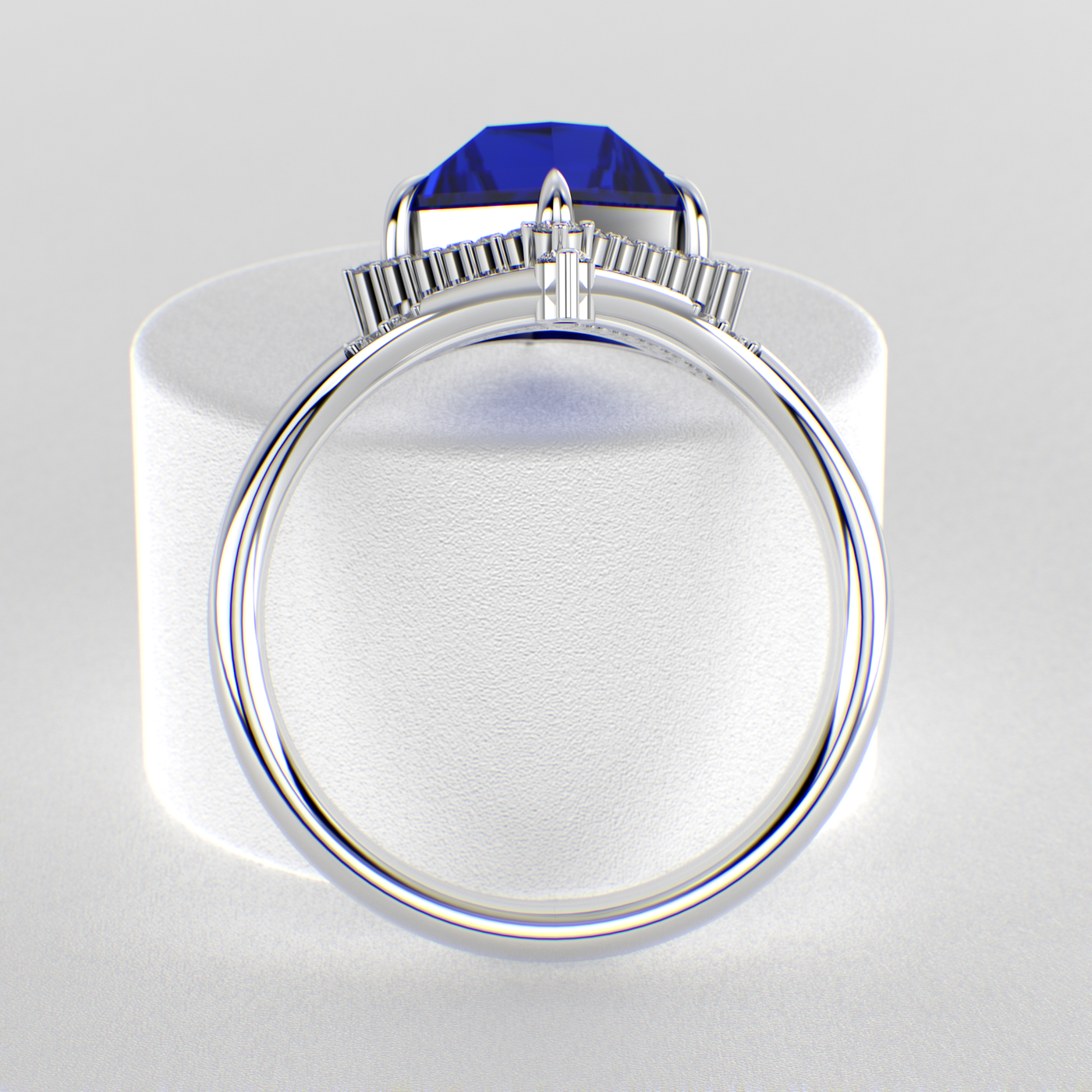 Eternal Elegance: Blue Sapphire Kite Shape Ring with Dazzling Round Brilliant Sparkle