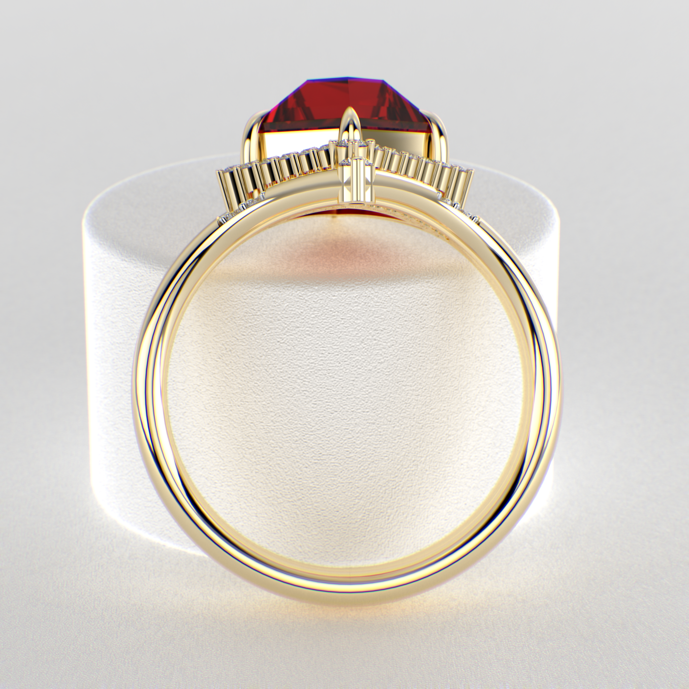 Eternal Elegance: Red Ruby Kite Shape Ring with Dazzling Round Brilliant Sparkle