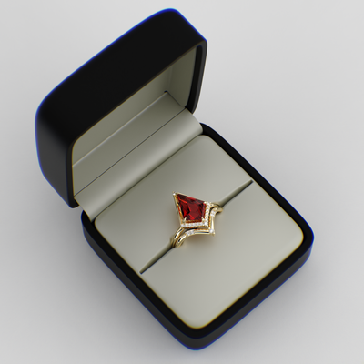 Eternal Elegance: Red Ruby Kite Shape Ring with Dazzling Round Brilliant Sparkle