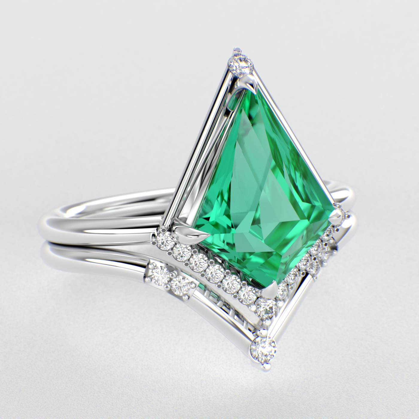 Eternal Elegance: Green Emerald Kite Shape Ring