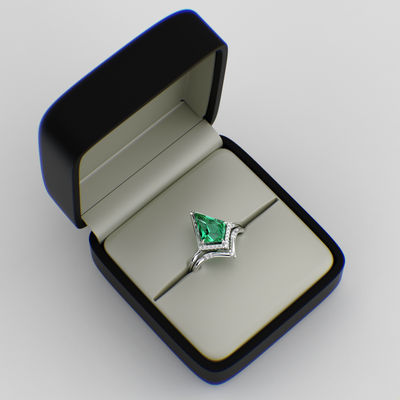 Eternal Elegance: Green Emerald Kite Shape Ring