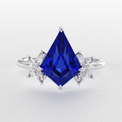 Blue Sapphire Kite Shape Ring: A Marquise-Enchanted Masterpiece