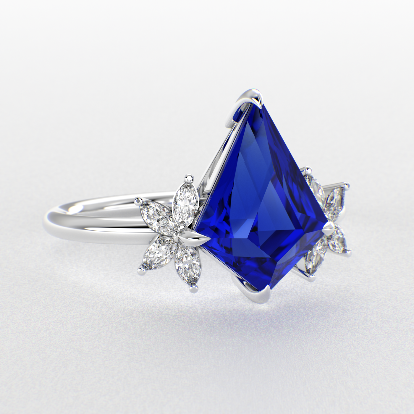 Blue Sapphire Kite Shape Ring: A Marquise-Enchanted Masterpiece