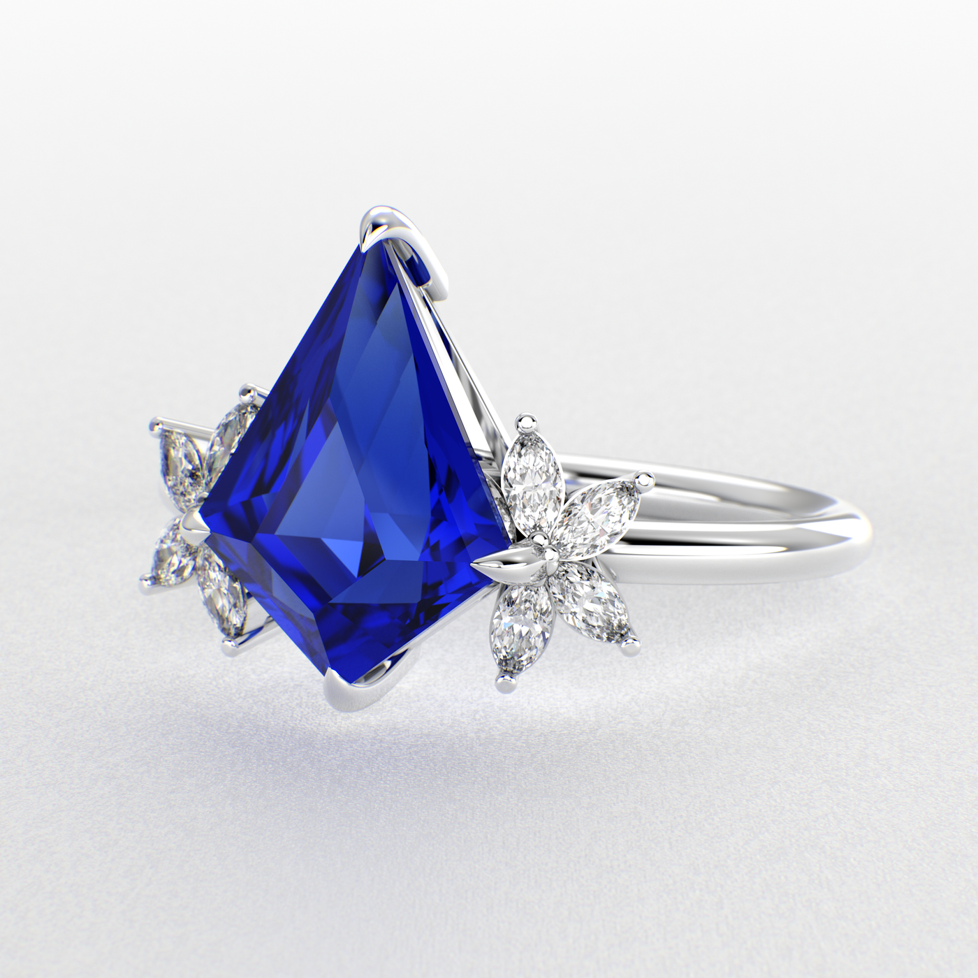 Blue Sapphire Kite Shape Ring: A Marquise-Enchanted Masterpiece