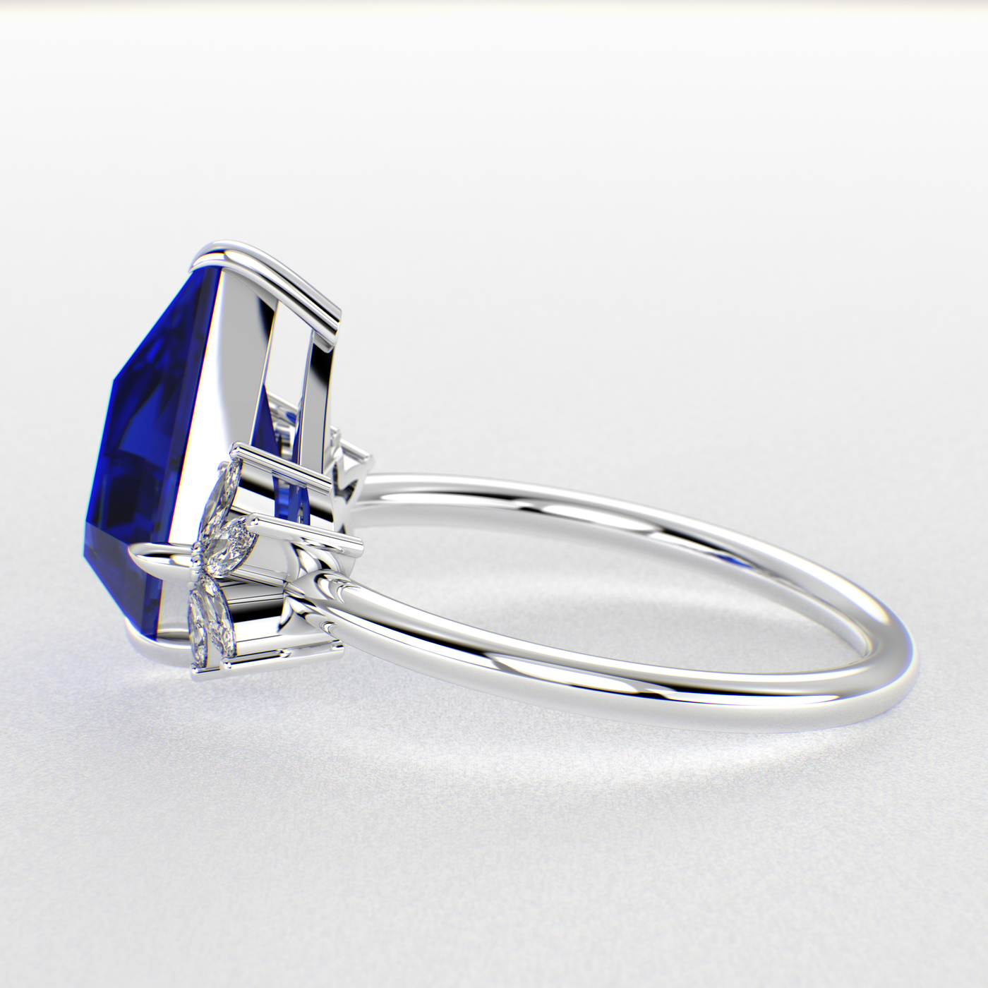 Blue Sapphire Kite Shape Ring: A Marquise-Enchanted Masterpiece