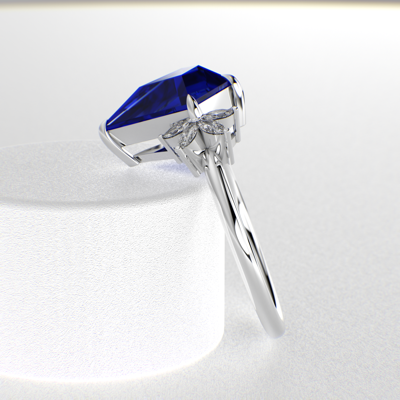 Blue Sapphire Kite Shape Ring: A Marquise-Enchanted Masterpiece