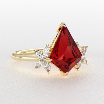 Red Ruby Kite Shape Ring: A Marquise-Enchanted Masterpiece