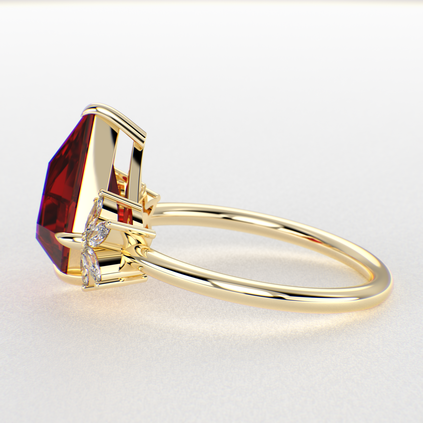 Red Ruby Kite Shape Ring: A Marquise-Enchanted Masterpiece