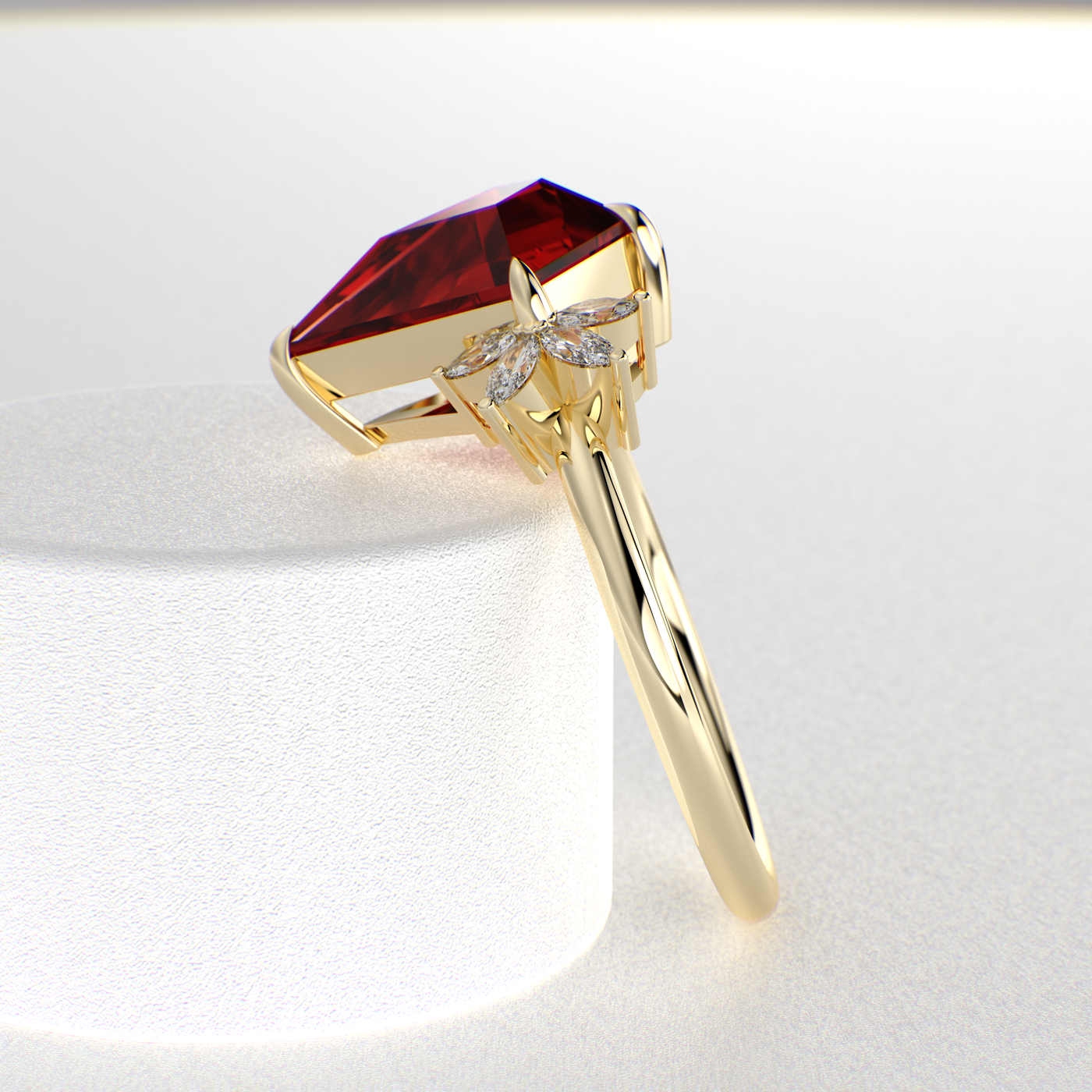 Red Ruby Kite Shape Ring: A Marquise-Enchanted Masterpiece