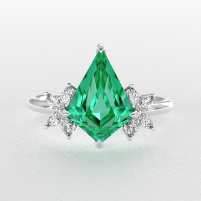 Green Emerald Kite Shape Ring: A Marquise-Enchanted Masterpiece