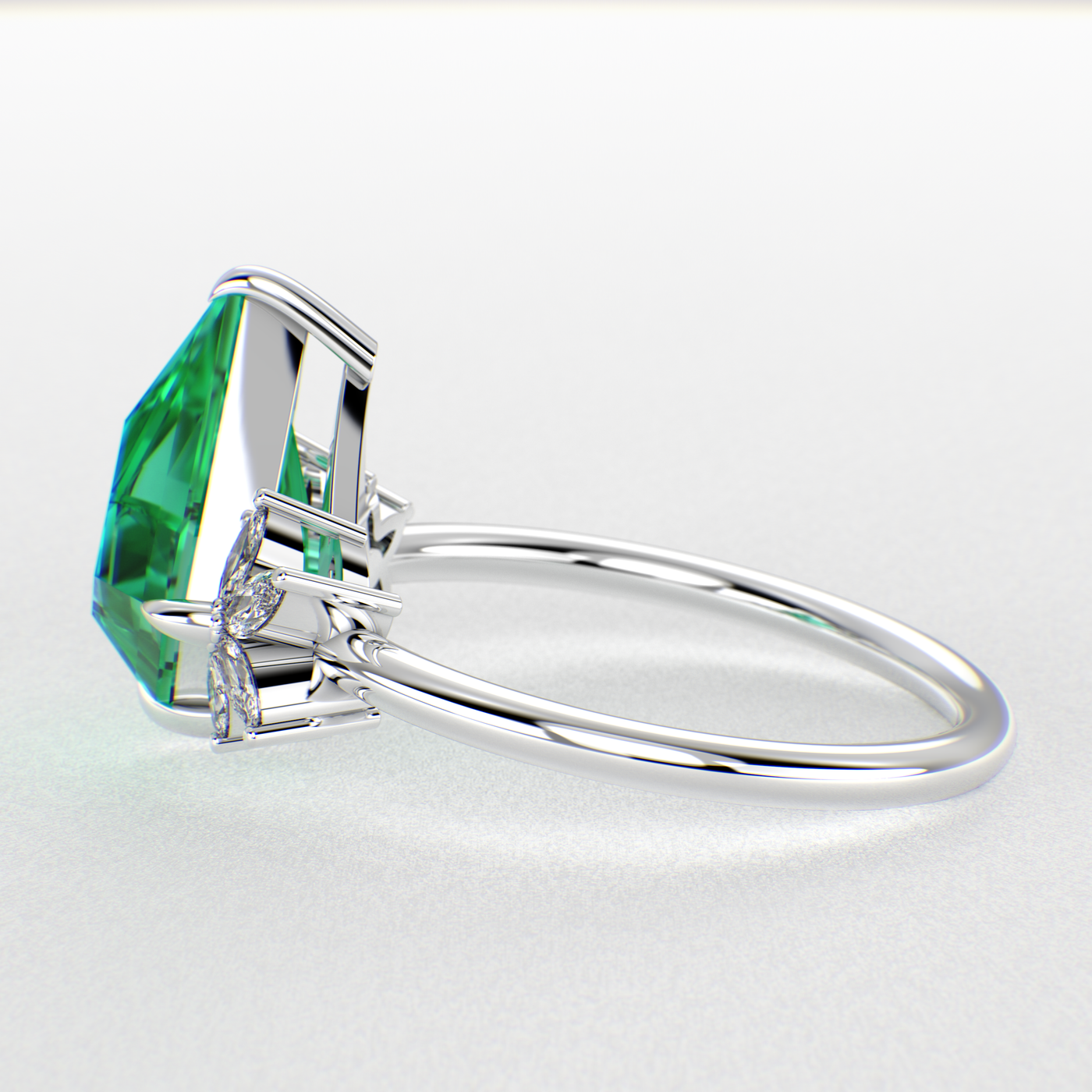 Green Emerald Kite Shape Ring: A Marquise-Enchanted Masterpiece