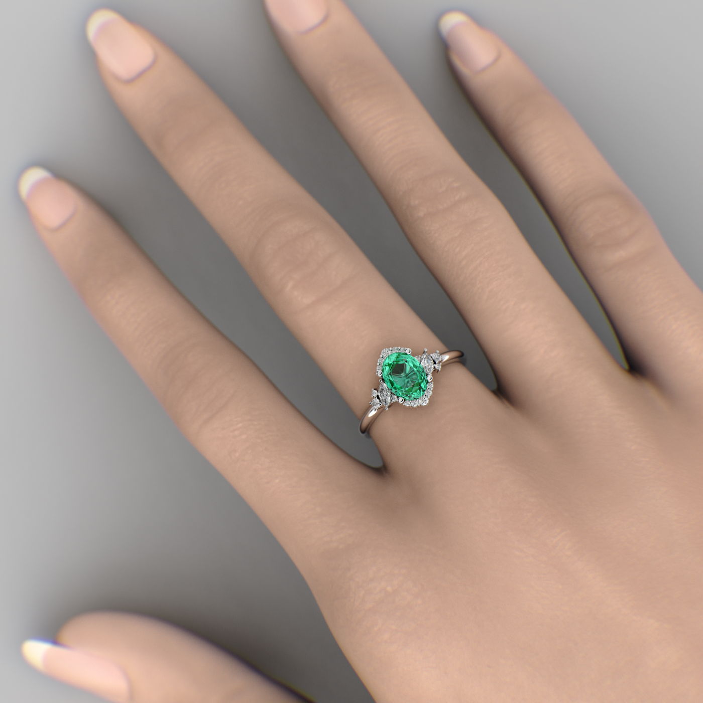 A Dazzling Trio: Green Oval Shape Emerald, Round, and Marquise Diamonds Setting New Trends