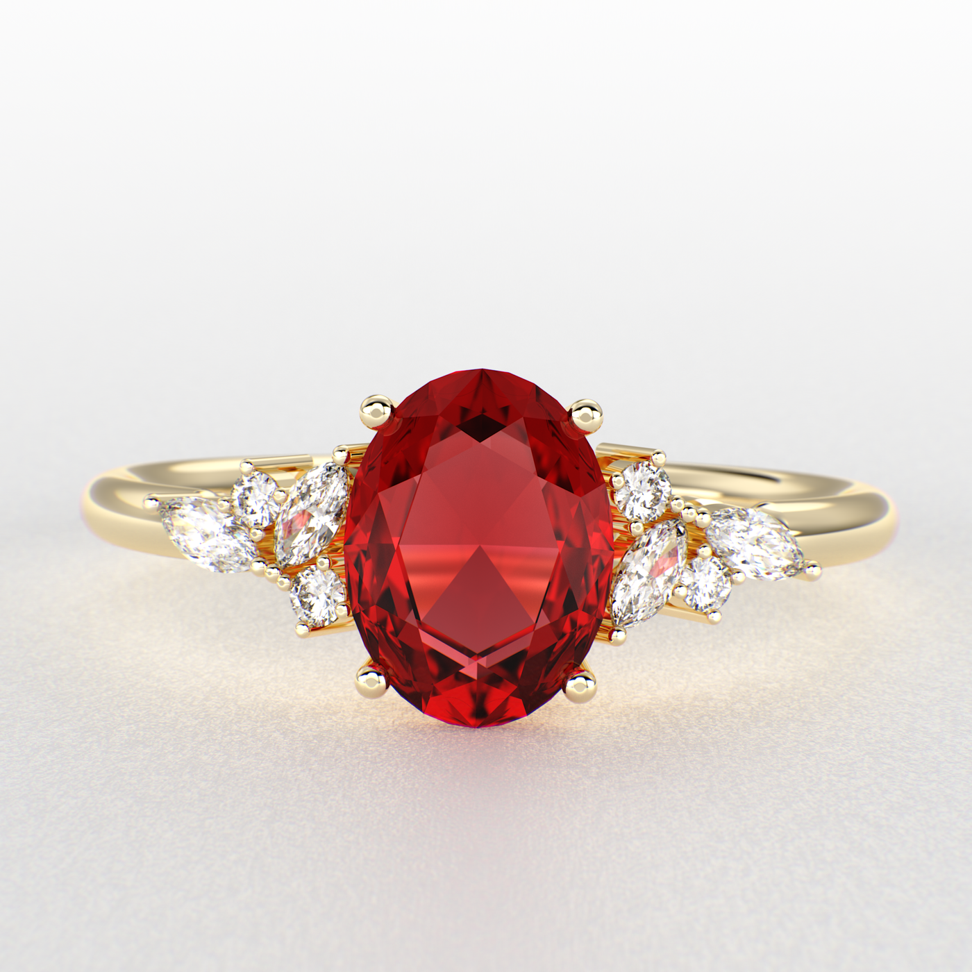 Bold and Brilliant: Red Oval and Marquise Diamonds Creating Iconic Trends