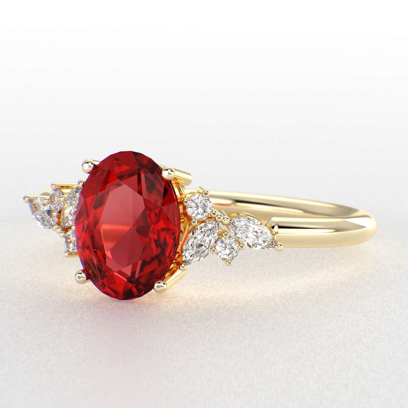 Bold and Brilliant: Red Oval and Marquise Diamonds Creating Iconic Trends