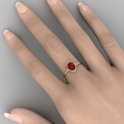 A Dazzling Trio: Red Oval Shape Ruby, Round, and Marquise Diamonds Setting New Trends