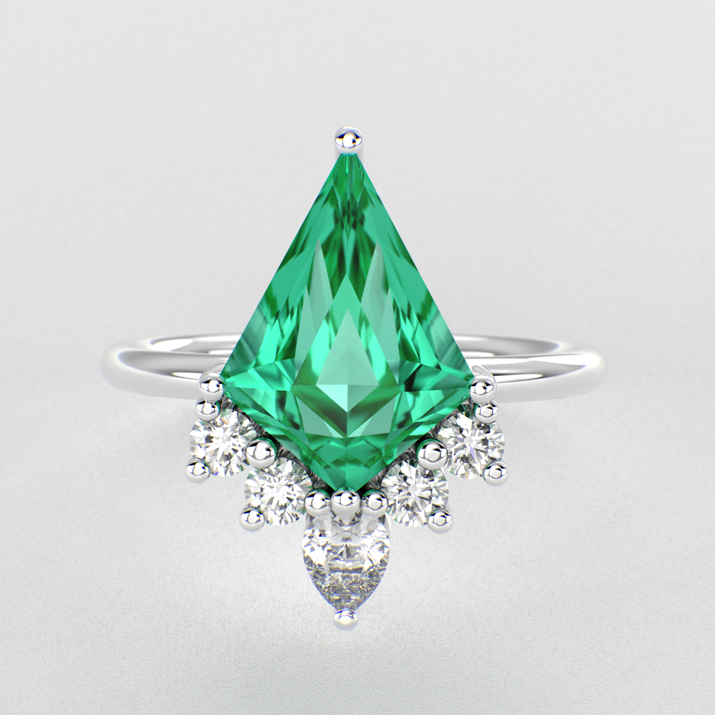 Green Diamond Kite-Shaped Emerald Ring | Perfect Engagement or Valentine’s Gift for Her