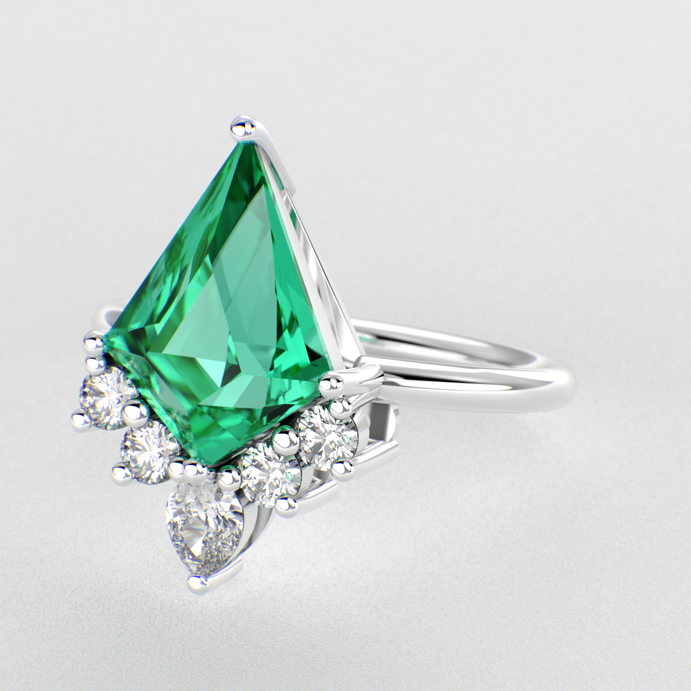 Green Diamond Kite-Shaped Emerald Ring | Perfect Engagement or Valentine’s Gift for Her