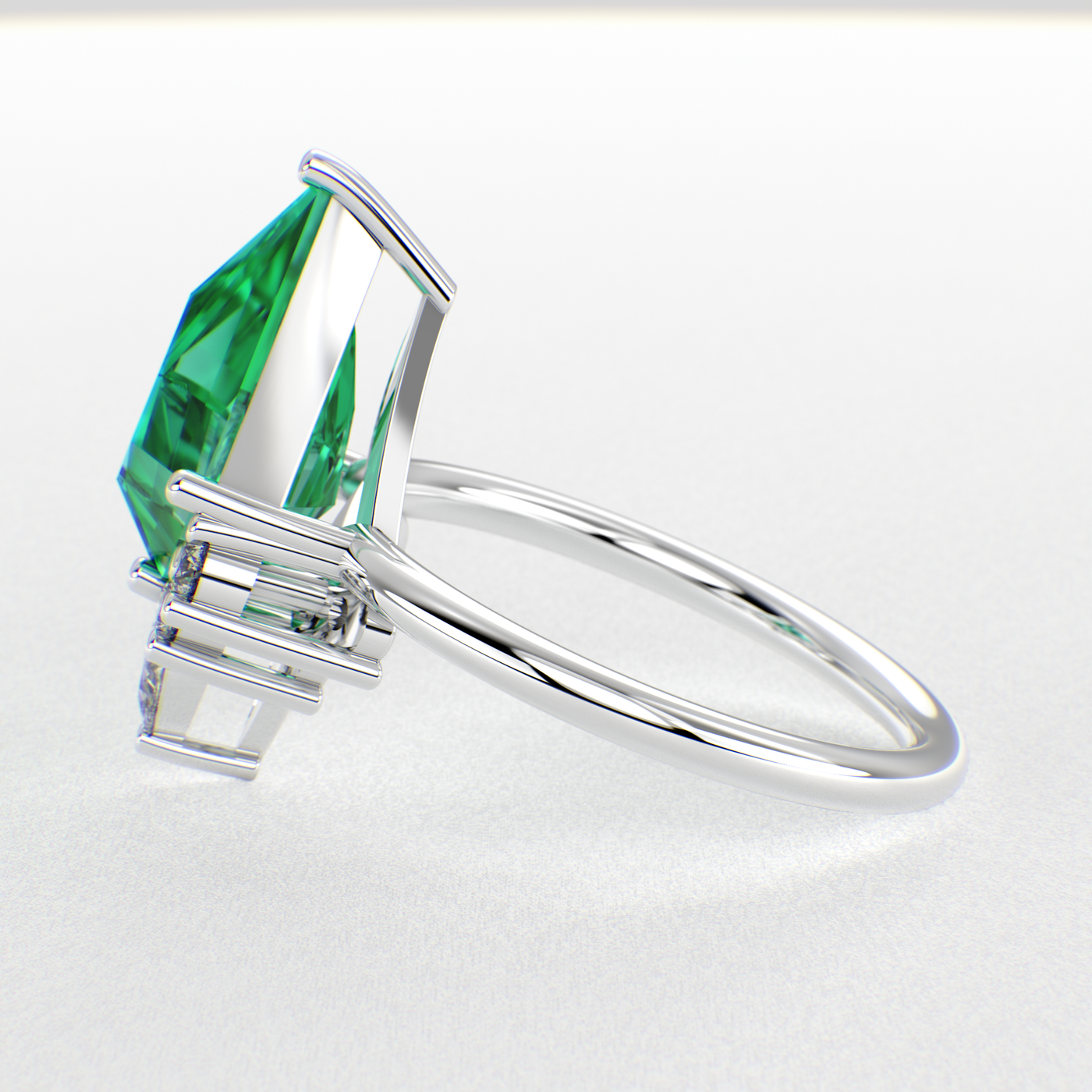 Green Diamond Kite-Shaped Emerald Ring | Perfect Engagement or Valentine’s Gift for Her