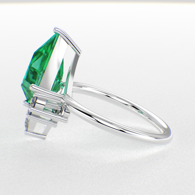 Green Diamond Kite-Shaped Emerald Ring | Perfect Engagement or Valentine’s Gift for Her