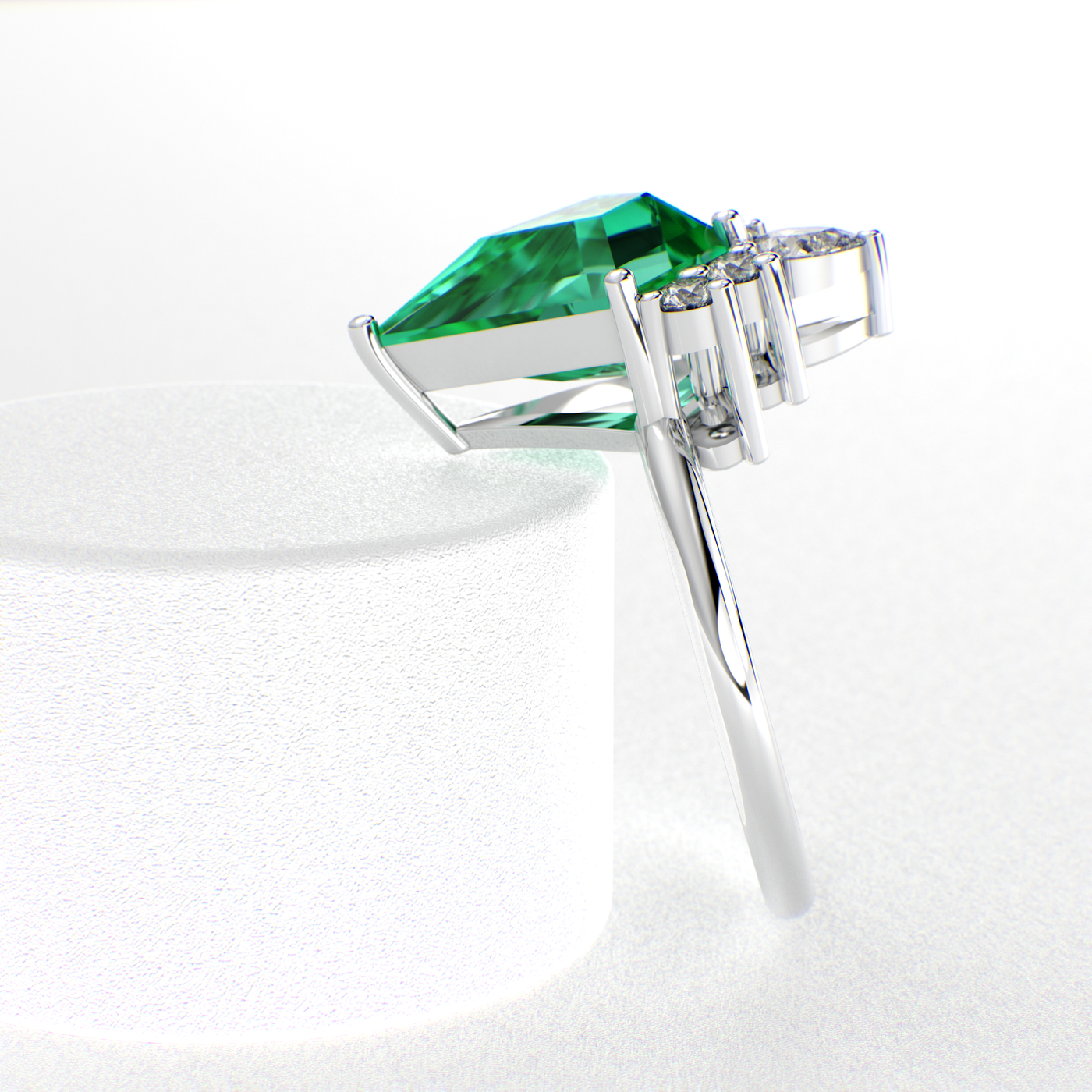 Green Diamond Kite-Shaped Emerald Ring | Perfect Engagement or Valentine’s Gift for Her