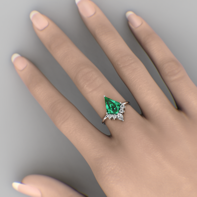 Green Diamond Kite-Shaped Emerald Ring | Perfect Engagement or Valentine’s Gift for Her