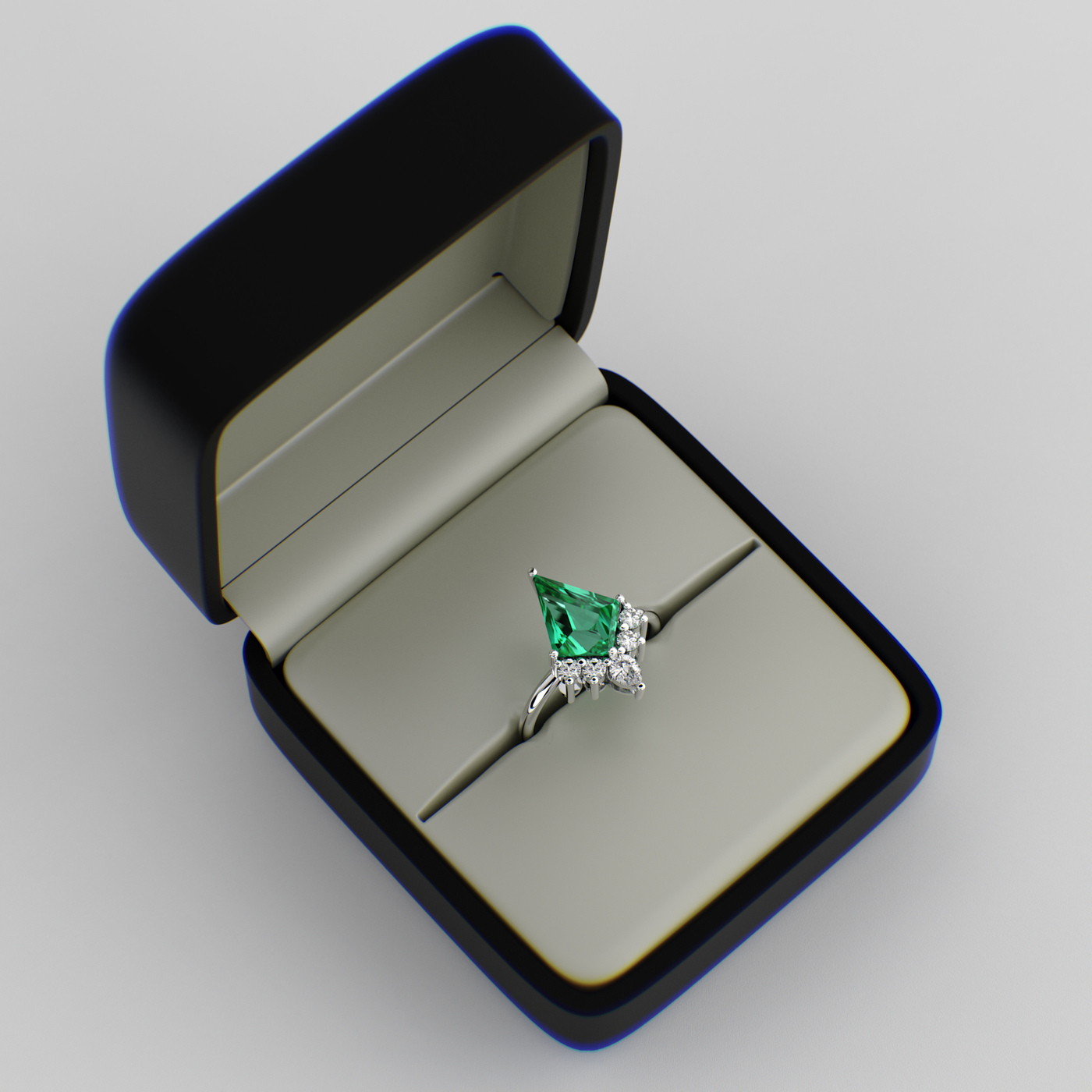 Green Diamond Kite-Shaped Emerald Ring | Perfect Engagement or Valentine’s Gift for Her