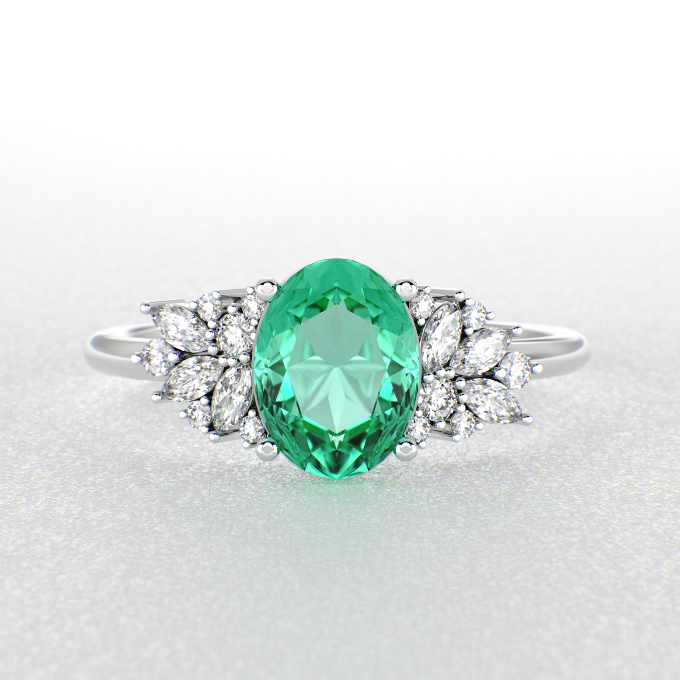 Green Emerald Magic: Oval, Round, and Marquise Diamonds in Perfect Harmony