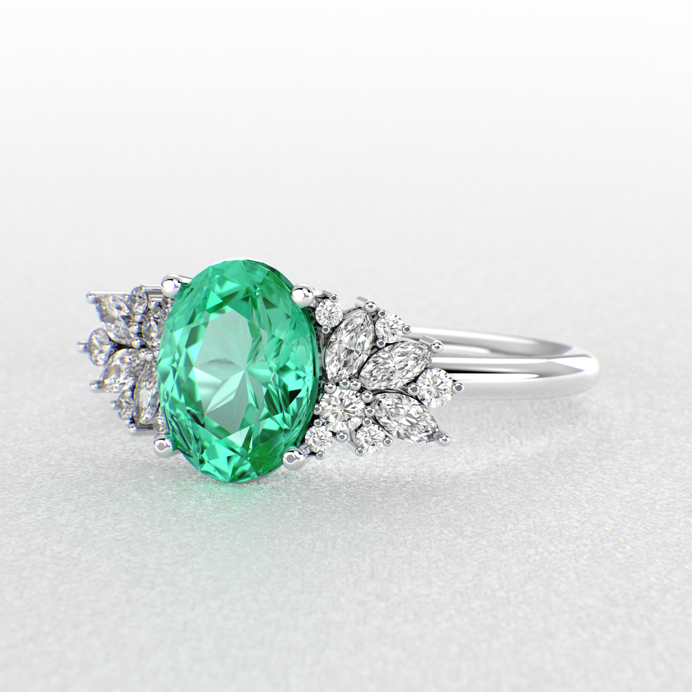 Green Emerald Magic: Oval, Round, and Marquise Diamonds in Perfect Harmony