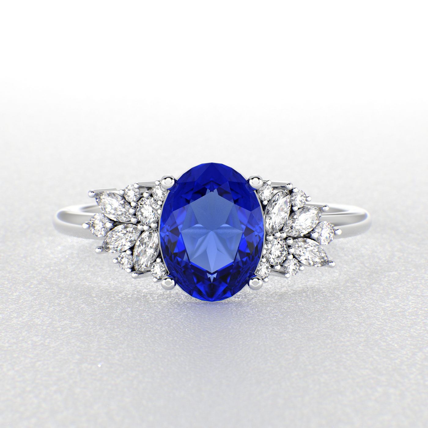 Blue Sapphire Magic: Oval, Round, and Marquise Diamonds in Perfect Harmony