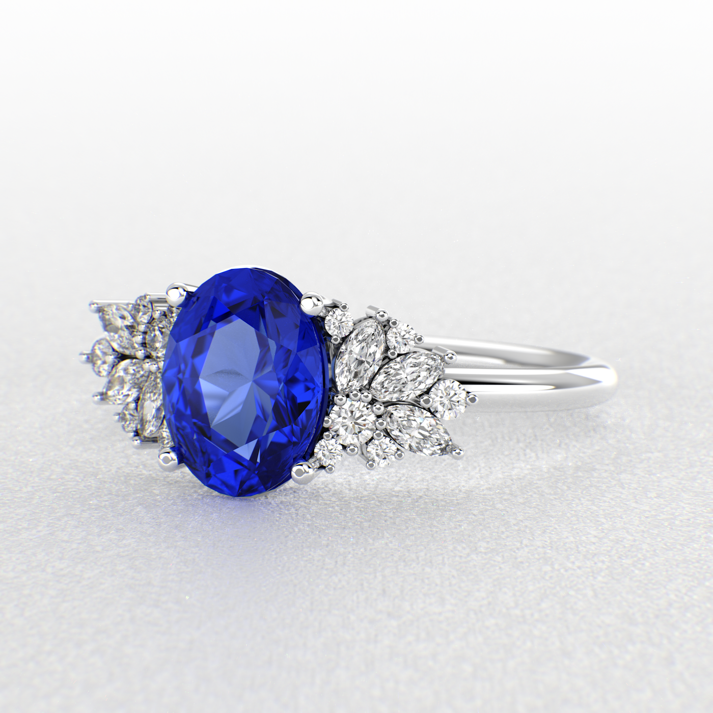 Blue Sapphire Magic: Oval, Round, and Marquise Diamonds in Perfect Harmony