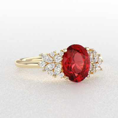 Red Ruby Magic: Oval, Round, and Marquise Diamonds in Perfect Harmony