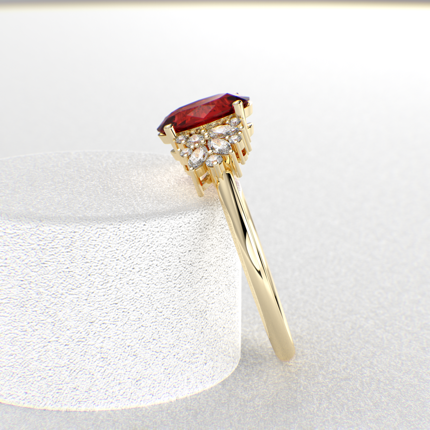 Red Ruby Magic: Oval, Round, and Marquise Diamonds in Perfect Harmony